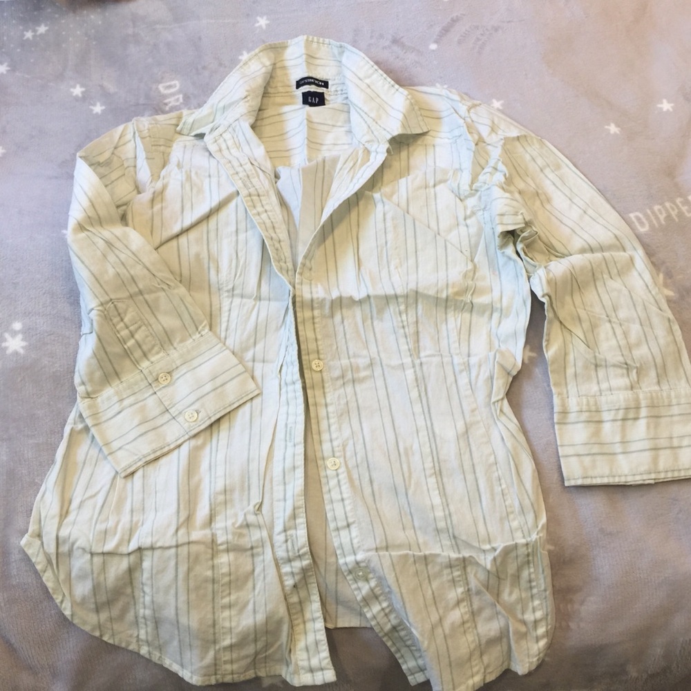 Light Green Striped Button Down Shirt